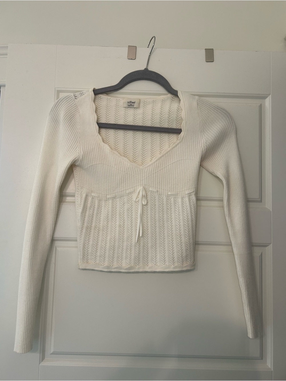 Delicate Ivory Knit Long-Sleeve Top